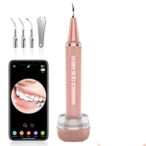 Wi-Fi Visual Ultrasonic Teeth Cleaner Plaque Remover Kit Pink